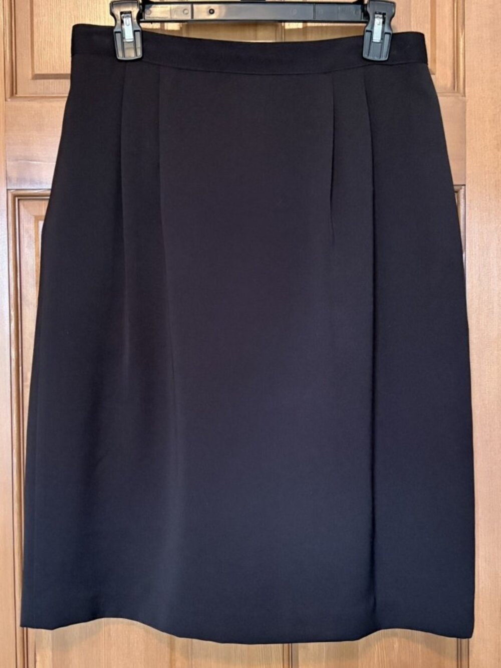 Vintage 80s Petite Black High Waist Double Pleated Skirt 14P